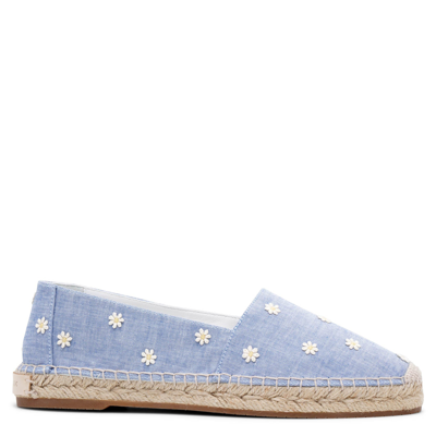 Manolo Blahnik Susille Daisy Chambray Espadrilles In Floral Embroidery