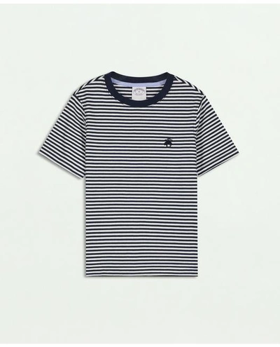 Brooks Brothers Kids'  Boys Feeder Stripe T-shirt | Navy | Size Medium