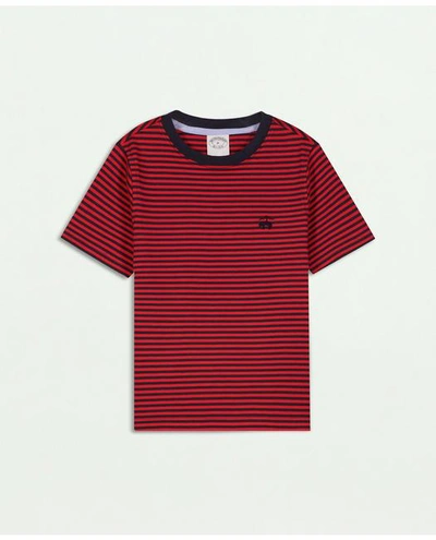 Brooks Brothers Kids'  Boys Feeder Stripe T-shirt | Red | Size Xl