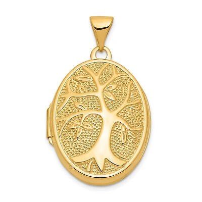 Pre-owned Bijou 14ky 21x16mm Oval Tree Locket Xl698 In Yellow