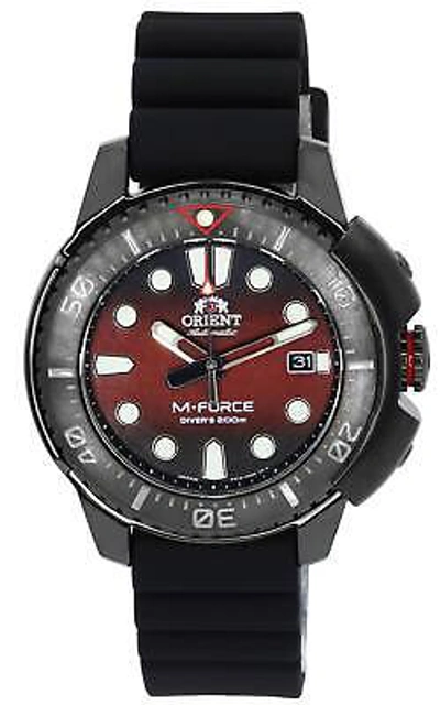 Pre-owned Orient M-force Limited Edition Red Dial Automatic Diver Ra-ac0l09r00b Mens Watch