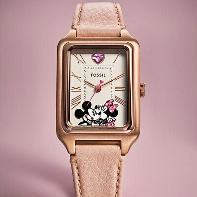 Pre-owned Fossil 2024 Disney X  Mickey Minnie Le1188 Pink Watch