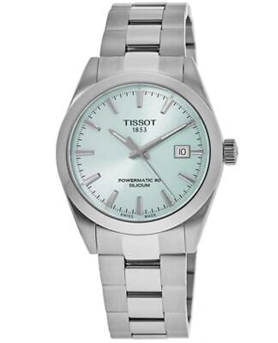 Pre-owned Tissot Gentleman Powermatic 80 Light Blue Men's Watch T127.407.11.351.00