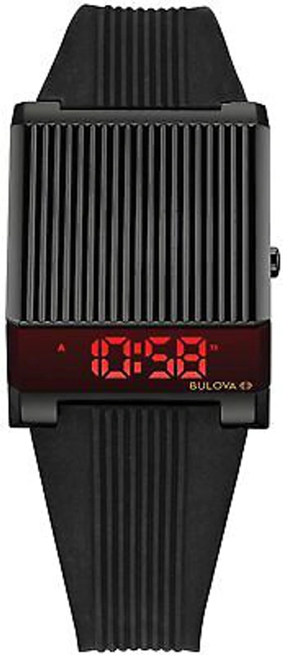 Pre-owned Bulova Computron Digital Black Men's Watch 98c135 Quartz Led W/box