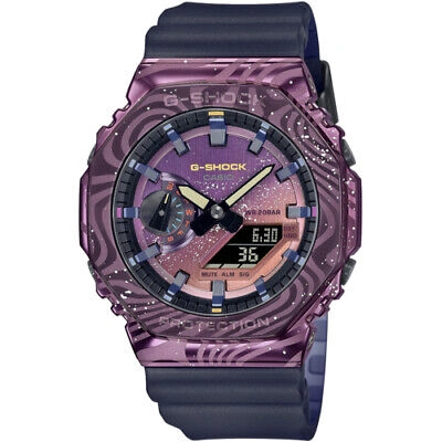 Pre-owned Casio G-shock Gm-2100mwg-1ajr Purple Milky Way Metal Case Men's Watch In Box