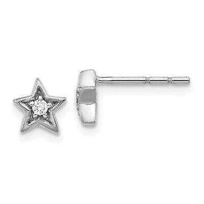Pre-owned Precious 14k Gold Diamond Star Post Earrings Em5510 In Silver