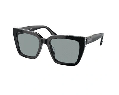 Pre-owned Swarovski Sunglasses Sk6013 1010/1 Black Dark Gray Woman