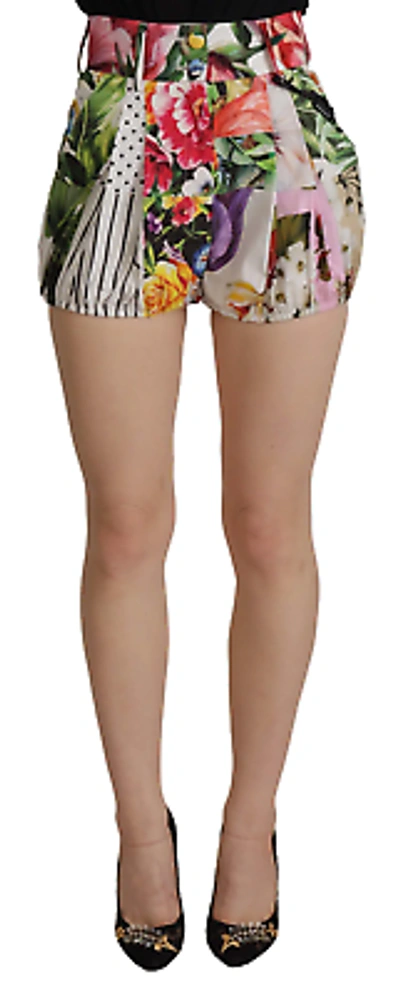 Pre-owned Dolce & Gabbana Multicolor Majolica Floral High-waist Shorts