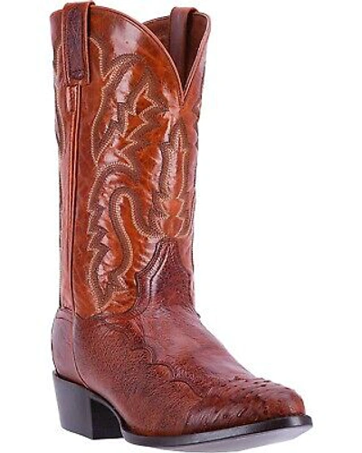 Pre-owned Dan Post Men's Pugh Ostrich Western Boot - Medium Toe Cognac 9 D In Brown