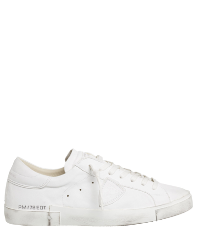Pre-owned Philippe Model Sneakers Men Prsx Prlu-1012 Blanc Leather Logo Detail Shoes In White