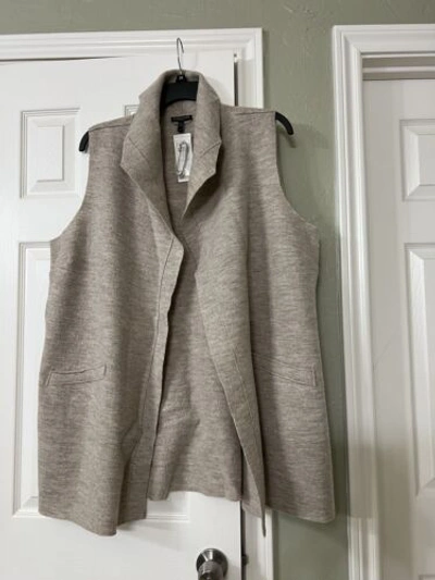 Pre-owned Eileen Fisher 1x $358  Maple Oat Boiled Wool Funnel Neck Vest With Pockets