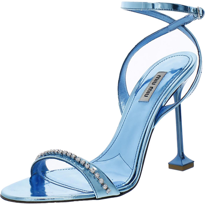 Pre-owned Miu Miu Womens Calzature Donna Leather Embellished Buckle Pumps Shoes Bhfo 2130 In Cielo