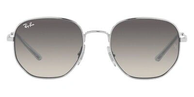 Pre-owned Ray Ban Ray-ban 0rb3682 Sunglasses Unisex Silver Geometric 51mm & Authentic In Gray