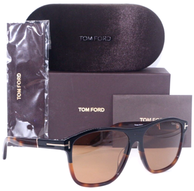 Pre-owned Tom Ford Frances Tf 1081 05e Black Havana Fade W/brown Lens Sunglasses 58-15