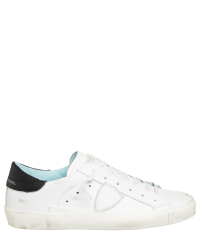 Pre-owned Philippe Model Sneakers Women Prsx Prld-v022 Blanc / Noir Leather Logo Detail In White