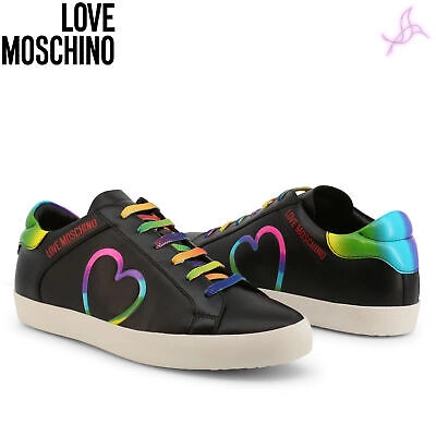 Pre-owned Moschino Sneakers Love  Ja15442g1eia6 Women Black 125616 Shoes Original Outlet