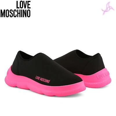 Pre-owned Moschino Sneakers Love  Ja15564g0eim2 Women Black 127577 Shoes Original Outlet