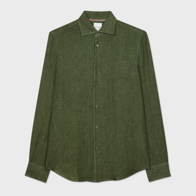 Paul Smith Slim-fit Dark Green Linen Shirt