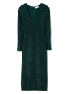 St John Sequin Knit V-neck Dress In Spruce