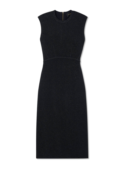 St John Textured Tweed Shift Dress In Black