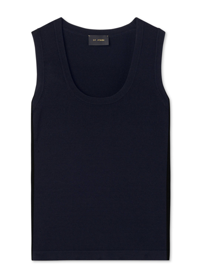 St John Santiago Knit Scoop Neck Shell In Midnight