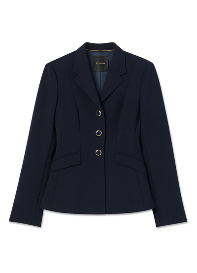 St John Stretch Crepe Suiting Jacket In Dark Navy