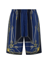 Versace Nautical Printed Silk Shorts In Blue