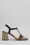 Chie Mihara Laluce Sandals In Leather Color Suede And Leather In Black