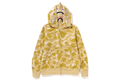 Pre-owned Bape Color Camo Double Shark Full Zip Hoodie (ss24) Yellow