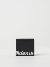 Alexander Mcqueen Graffiti Logo-print Leather Billfold Wallet In Black