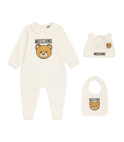 Moschino Kids Teddy Bear All-in-one, Hat And Bib Set (1-18 Months) In Beige