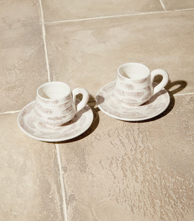 Brunello Cucinelli Set Of 2 Ceramic Tradition Coffee Cups And Saucers In Neutrals