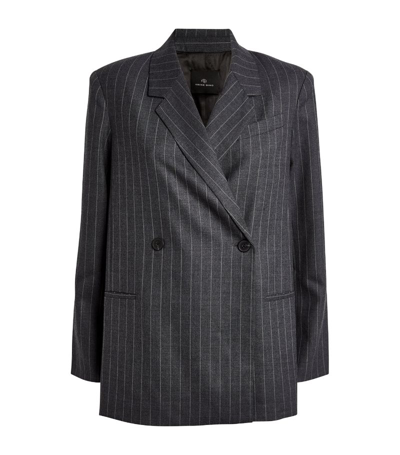 Anine Bing Kaia Blazer In Grey Pinstripe