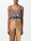 Alberta Ferretti Bead-embellished Top In Beige