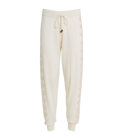 William Sharp Cashmere Crystal-embellished Sweatpants In White