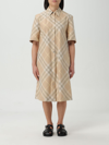 Burberry Check Cotton Shirt Dress In Beige
