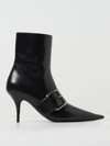 Balenciaga Women Leather Ankle Boots With Maxi Buckle In Black