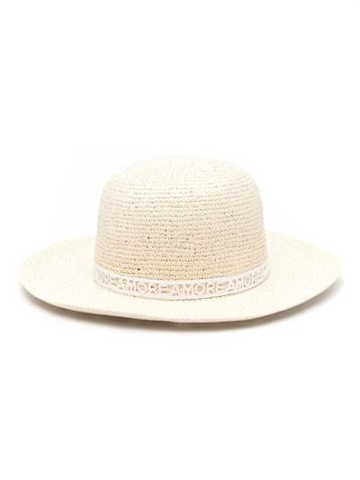 Borsalino Violet Crochet Panama Hat In White