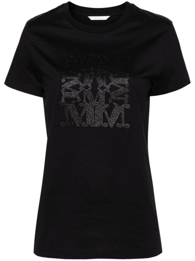 Max Mara Logo Cotton T-shirt In Black