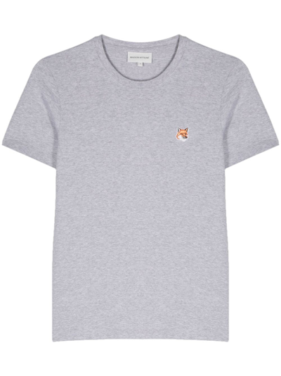 Maison Kitsuné Fox-motif Cotton T-shirt In Grey