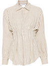 Max Mara Eritrea Darted Striped Flax Shirt In White