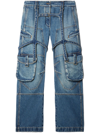 Off-white Off White Cargo Jeans With Harness Details In Blue