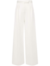 Max Mara Wide-leg White Linen Trousers With High Waist In White