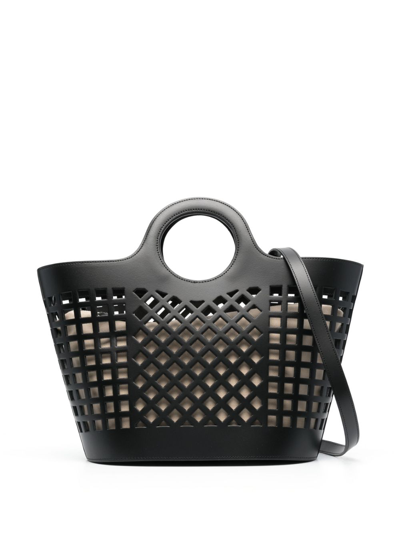 Hereu Cut-out Leather Tote Bag In Black