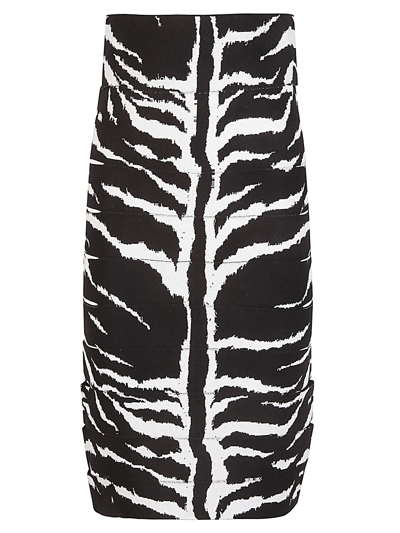 Alaïa Zebra-printed High-rise Midi Skirt In Black