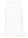 Lanvin Buttoned Crepe De Chine Sleeveless Top In White