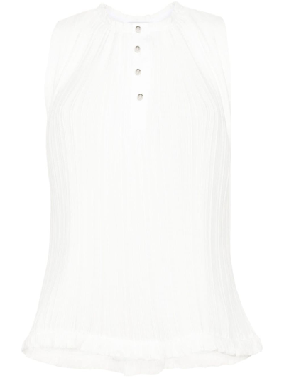 Lanvin Pleated Sleeveless Top In White