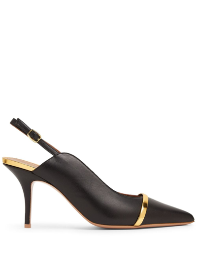 Malone Souliers Marion 70 Leather Slingback Pumps In Negro
