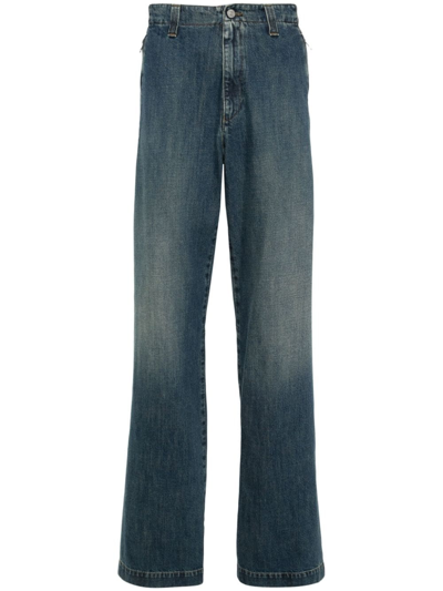 Mm6 Maison Margiela Mid-rise Wide-leg Jeans In Azul