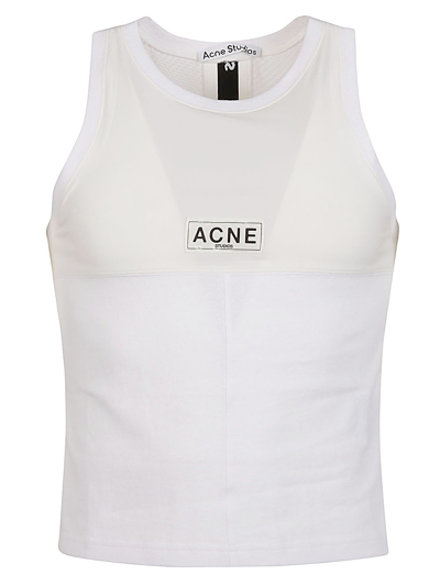 Acne Studios Logo Jersey Tank Top In White